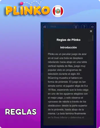 Plinko Peru - Reglas 