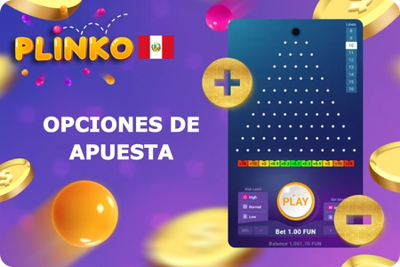 Opciones de apuestas en Plinko casino: niveles de riesgo, valor de apuesta y número de bolas por ronda